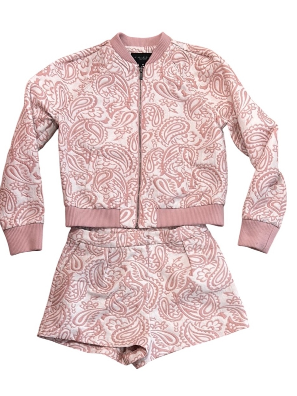 Victoria Beckham Paisley Bomber Jacket & Shorts Set
